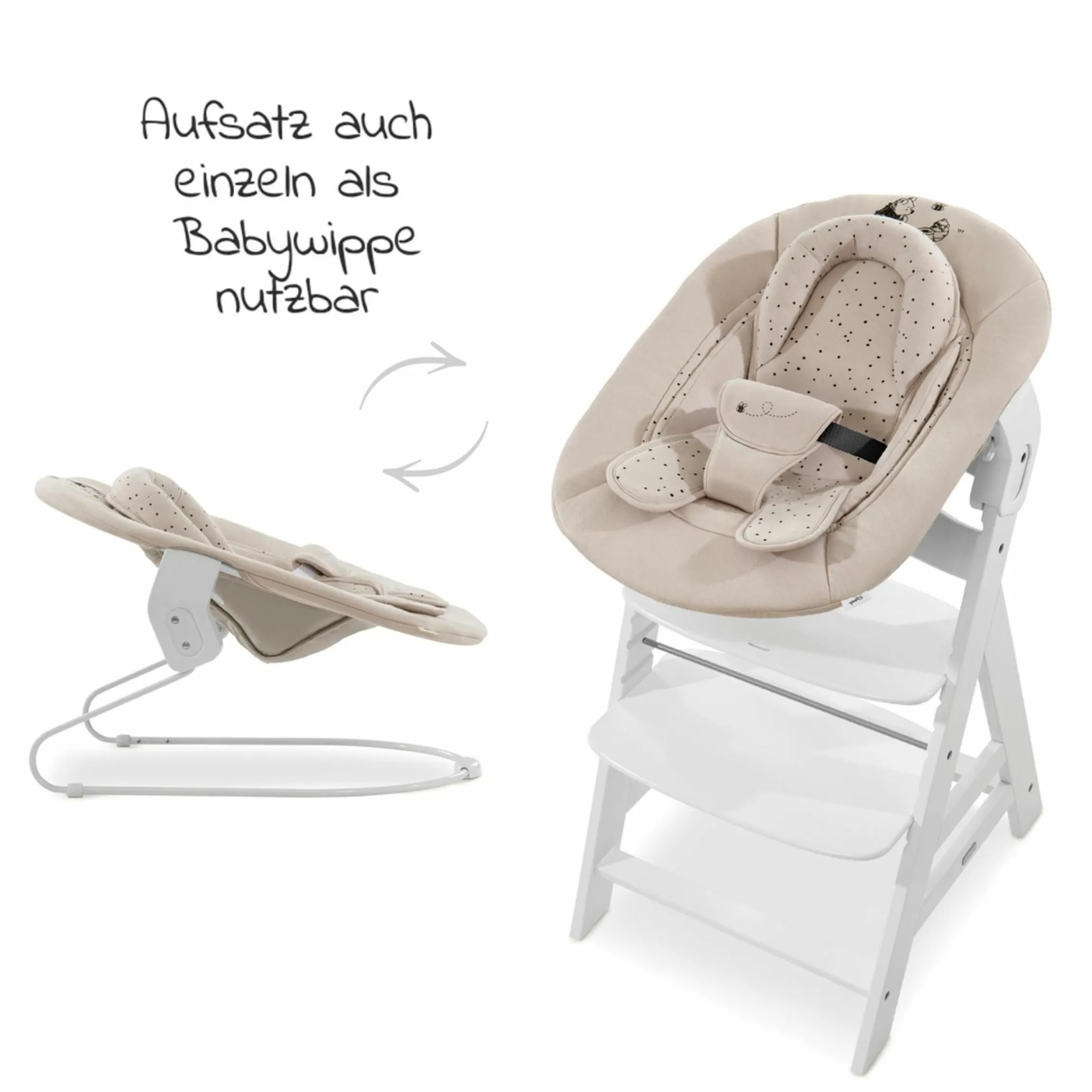 Alpha Plus Select Charcoal 4-tlg. Newborn Set Disney Pooh - Hochstuhl + Neugeborenenaufsatz + Sitzkissen Beige