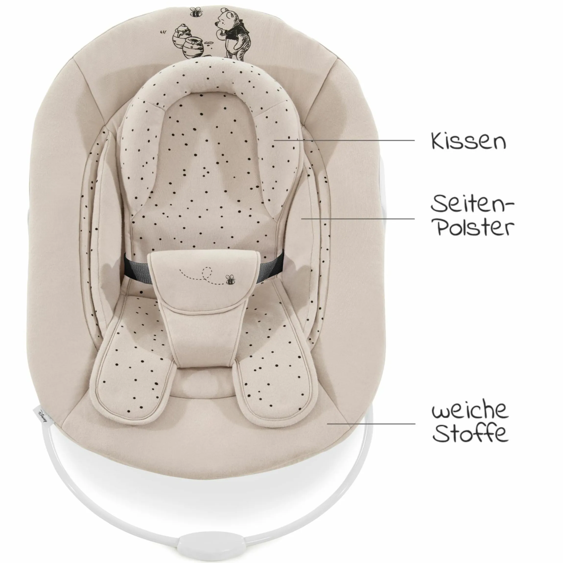 Alpha Plus Select Charcoal 4-tlg. Newborn Set Disney Pooh - Hochstuhl + Neugeborenenaufsatz + Sitzkissen Beige