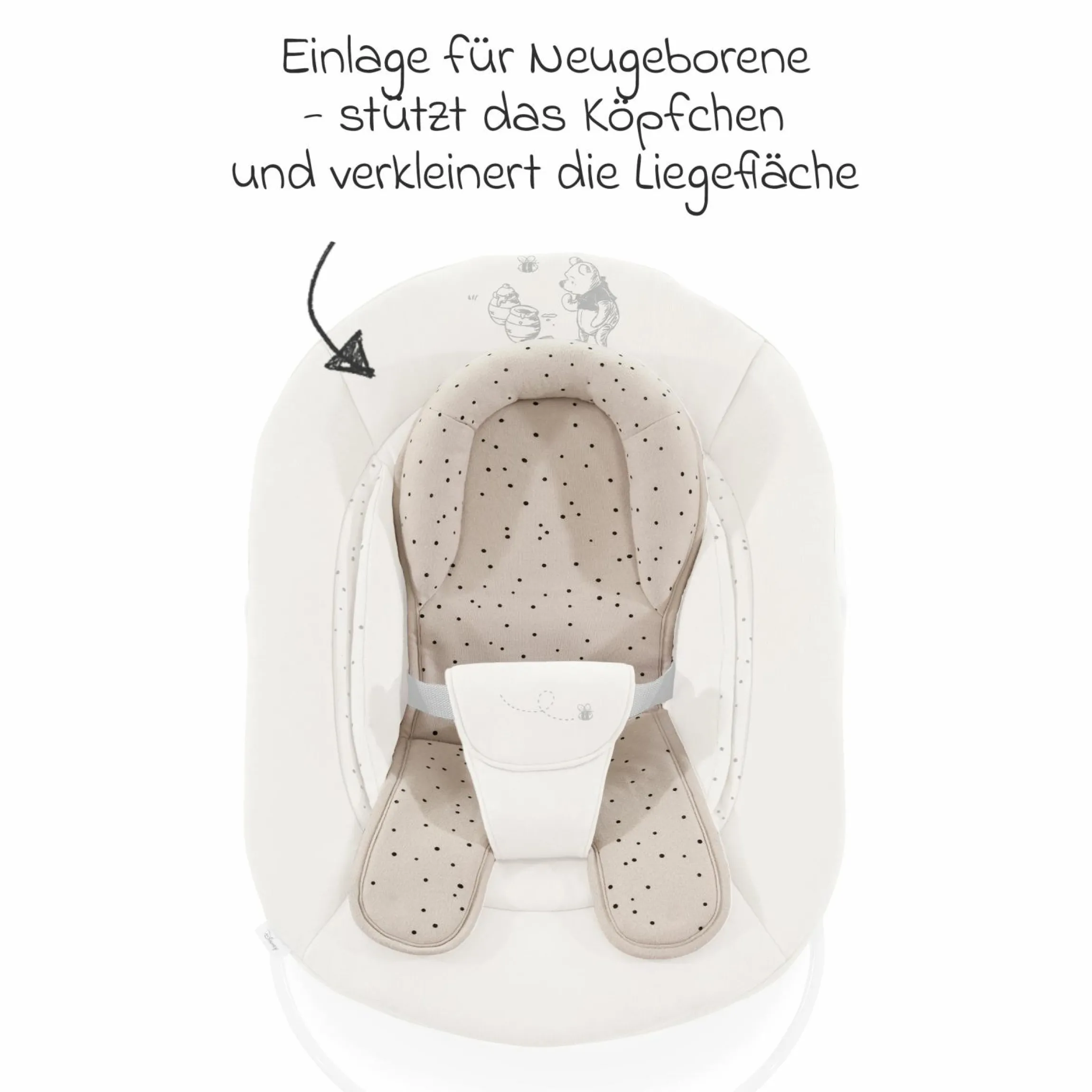 Alpha Plus Select Charcoal 4-tlg. Newborn Set Disney Pooh - Hochstuhl + Neugeborenenaufsatz + Sitzkissen Beige