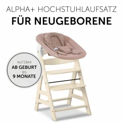 Alpha Plus Vanilla 4-tlg. Newborn Set Disney - Hochstuhl + 2in1 Babyaufsatz & Wippe Bambi + Sitzkissen Minnie Mouse - Rose