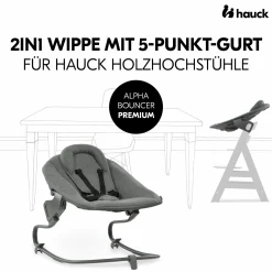 Alpha Plus Vanilla 4-tlg. Newborn Set - Hochstuhl + 2in1 Babyaufsatz & Wippe Premium + Sitzkissen - Dark Grey