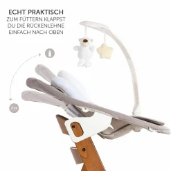 Alpha Plus Walnut Newborn Set Deluxe - 4-tlg. Hochstuhl + Neugeborenenaufsatz (Rückenlehne verstellbar) + Sitzkissen
