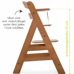 Alpha Plus Walnut Newborn Set Deluxe - 4-tlg. Hochstuhl + Neugeborenenaufsatz (Rückenlehne verstellbar) + Sitzkissen