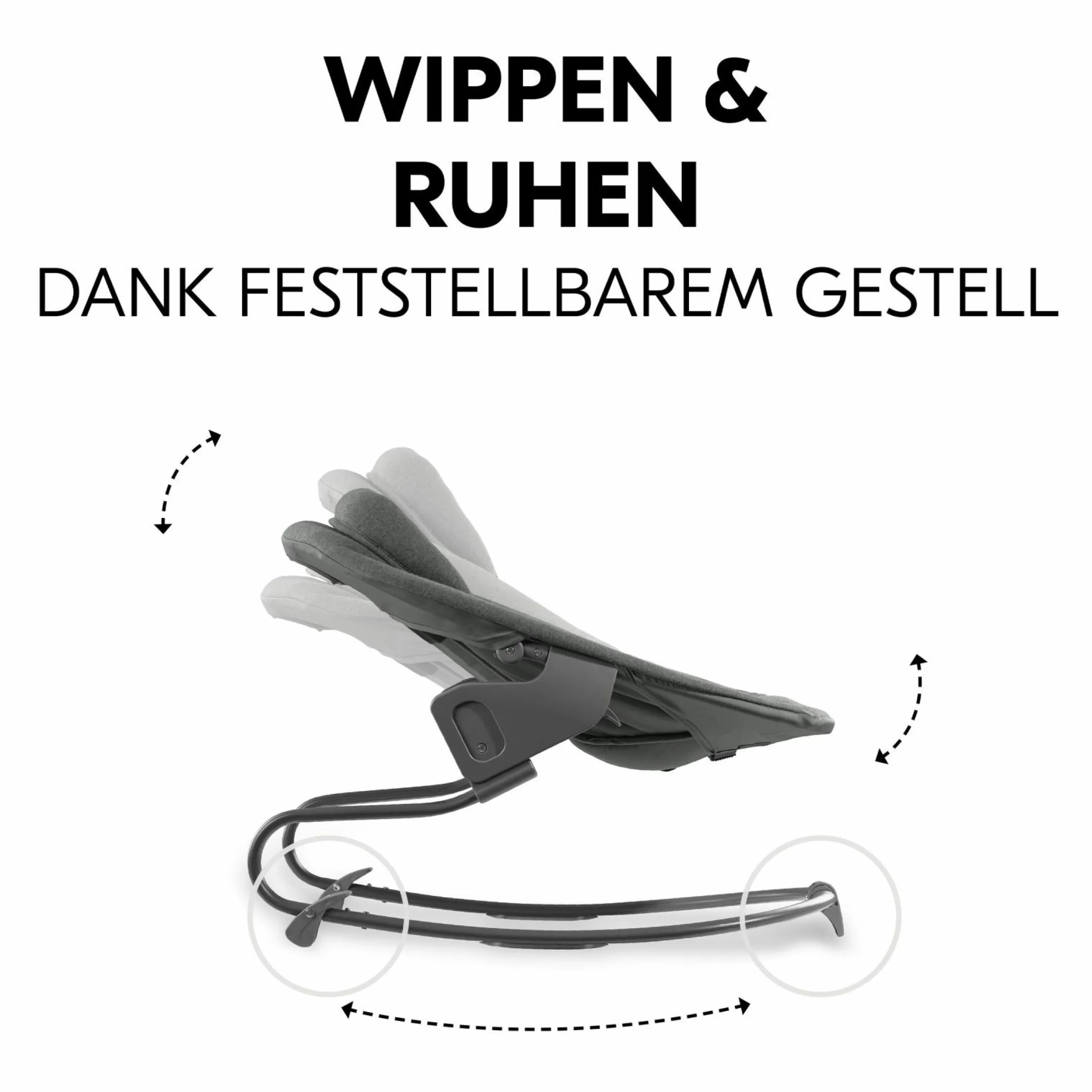 Alpha Plus Walnut 4-tlg. Newborn Set Dark Grey - Hochstuhl + Neugeboreneneinsatz & Wippe Premium + Sitzkissen