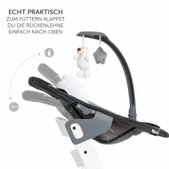 Alpha Plus Weiß Newborn Set Deluxe - 4-tlg. Hochstuhl + 2in1 Neugeboreneneinsatz (verstellbar) + Sitzpolster