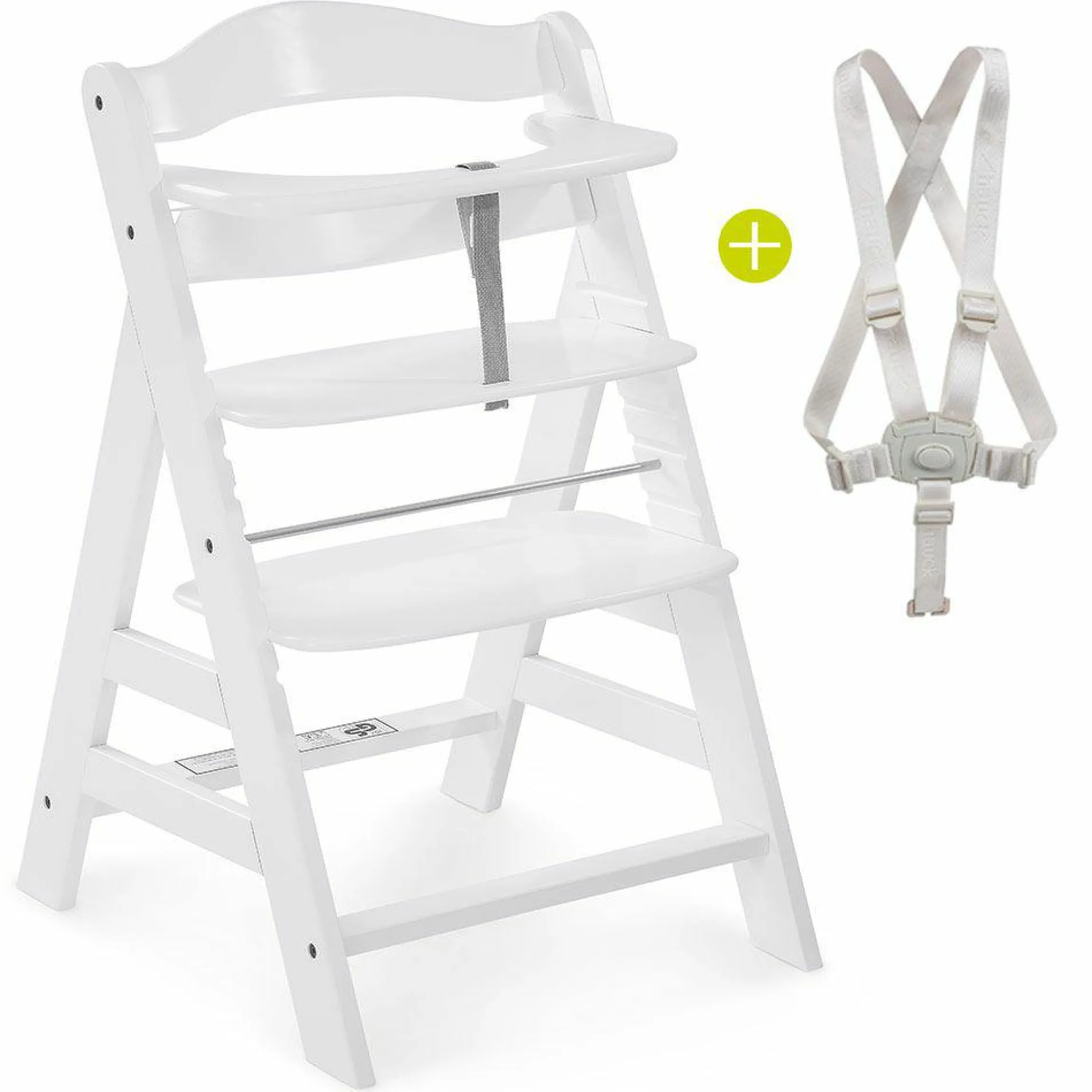 Alpha Plus Weiß Newborn Set Deluxe - 4-tlg. Hochstuhl + 2in1 Neugeboreneneinsatz (verstellbar) + Sitzpolster