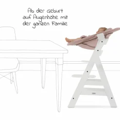 Alpha Plus White Newborn Set Bambi Rose - 4-tlg. Hochstuhl + Neugeborenenaufsatz + Sitzkissen