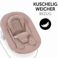 Alpha Plus White Newborn Set Bambi Rose - 4-tlg. Hochstuhl + Neugeborenenaufsatz + Sitzkissen