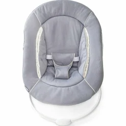 Alpha Plus White Newborn Set - 4-tlg. Hochstuhl + Neugeboreneneinsatz & Wippe Stretch Grey + Sitzpolster