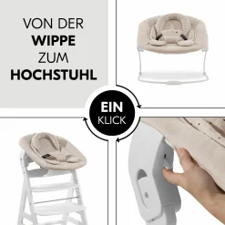 Alpha Plus White 4-tlg. Newborn Set Disney Pooh - Hochstuhl + Neugeborenenaufsatz & Wippe + Sitzkissen