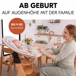 Alpha Plus White 4-tlg. Newborn Set Eco - Hochstuhl + 2in1 Babyaufsatz & Wippe + Sitzkissen - Light Grey / Charcoal