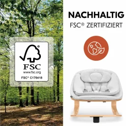 Alpha Plus White 4-tlg. Newborn Set Eco - Hochstuhl + 2in1 Babyaufsatz & Wippe + Sitzkissen - Light Grey / Charcoal