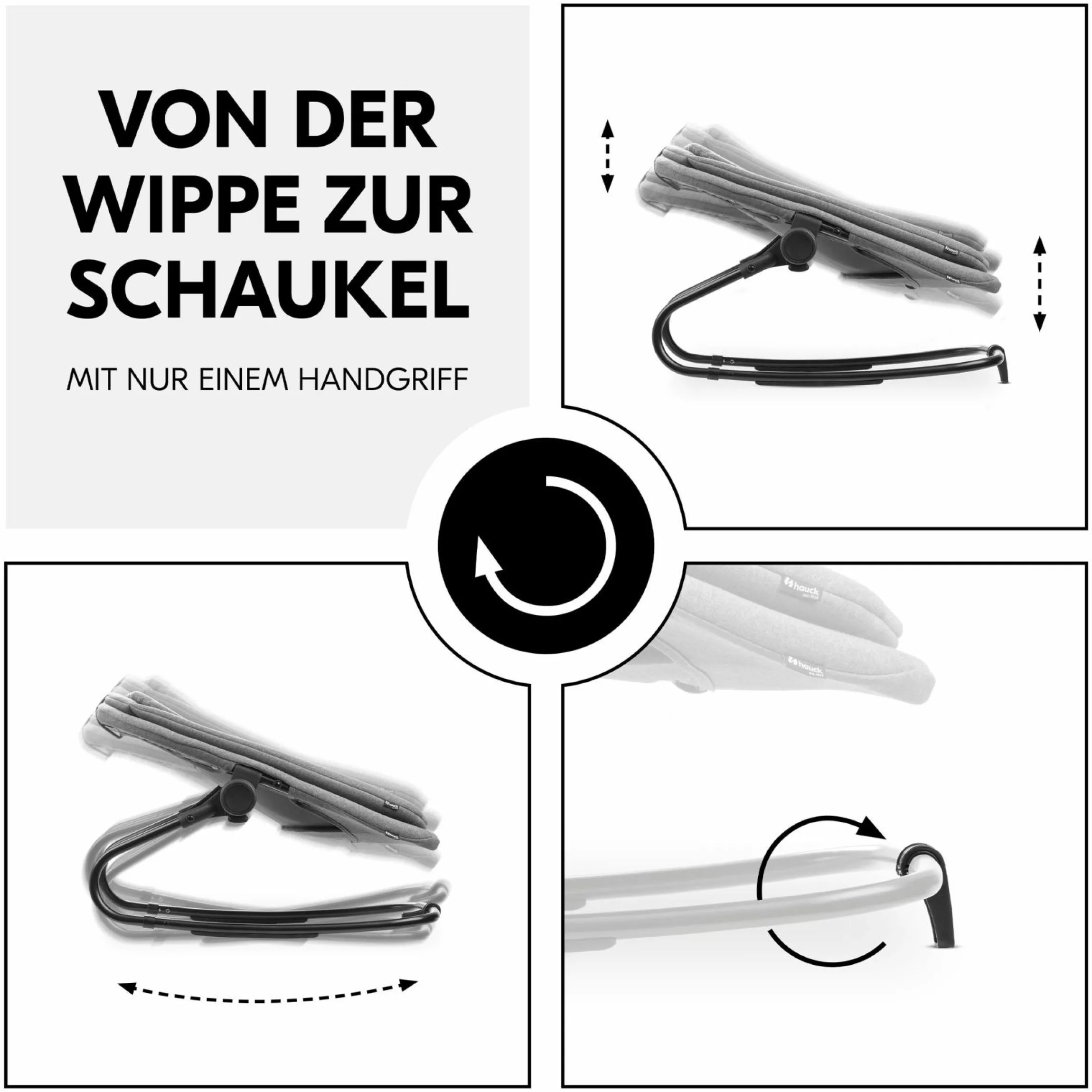Arketa Beech 4-tlg. Newborn Set - Hochstuhl + 2in1 Babyaufsatz & Wippe + Sitzkissen - Melange Dark Grey