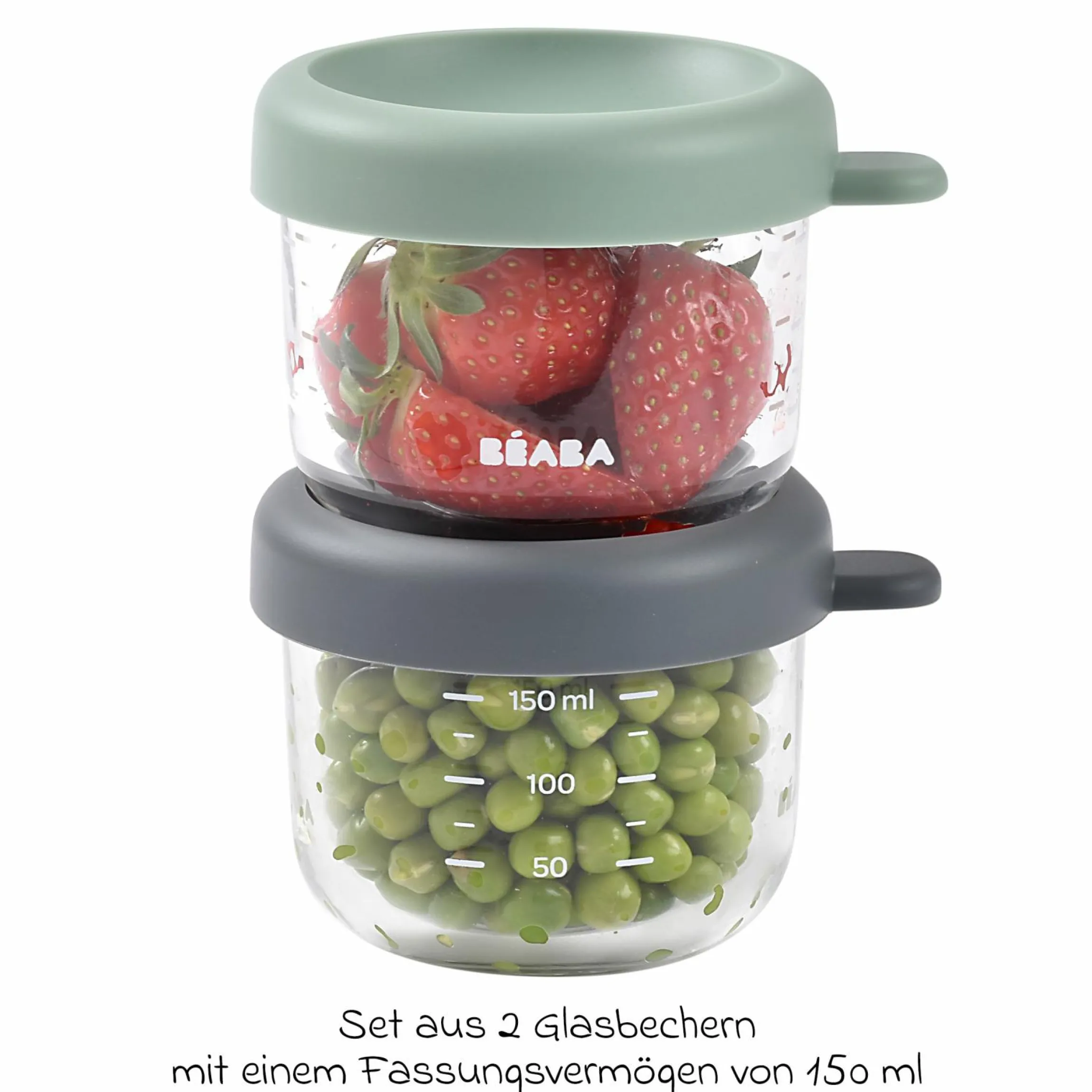 Aufbewahrungsbehälter 2er Pack aus Glas 150 ml - Mineral / Sage Green