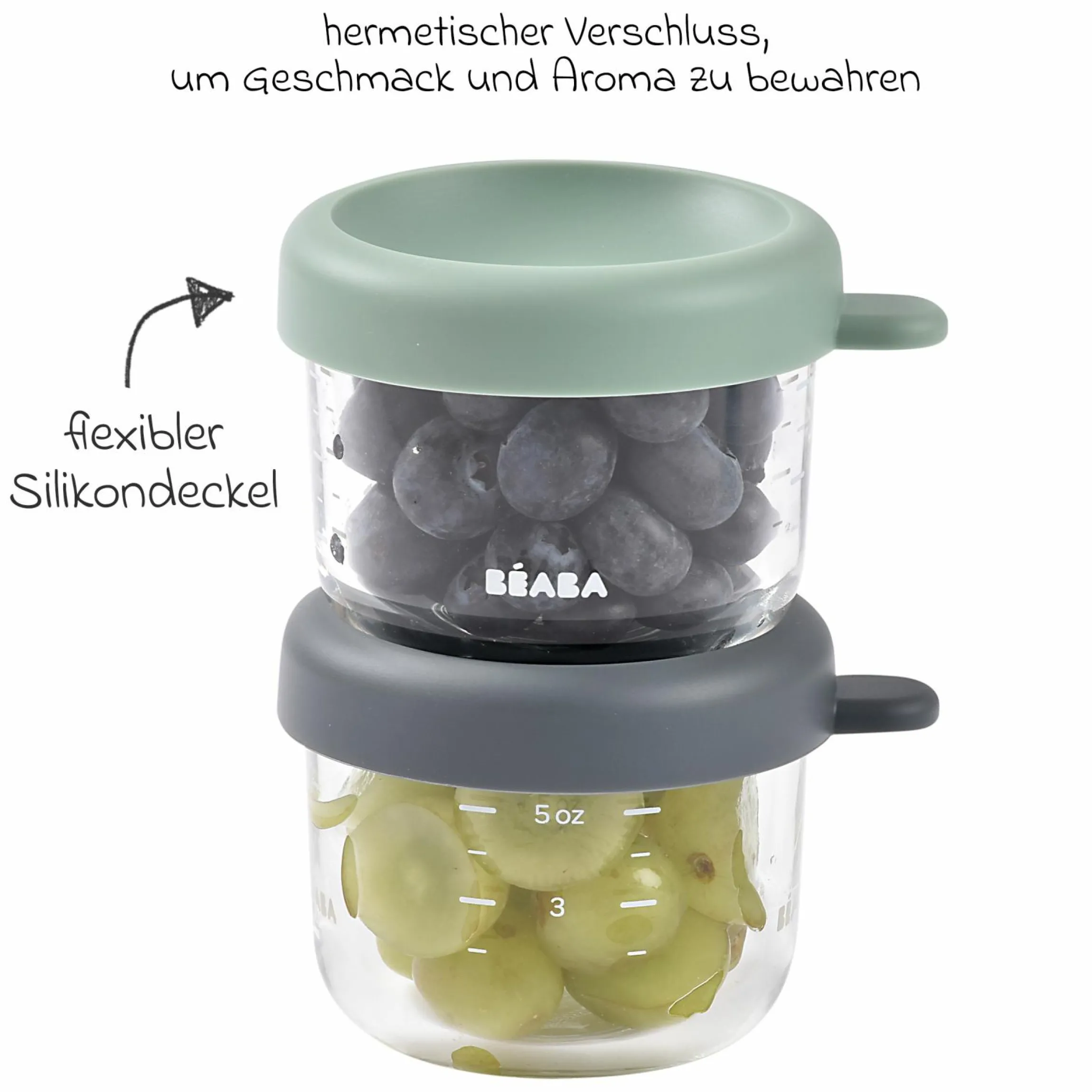 Aufbewahrungsbehälter 2er Pack aus Glas 150 ml - Mineral / Sage Green