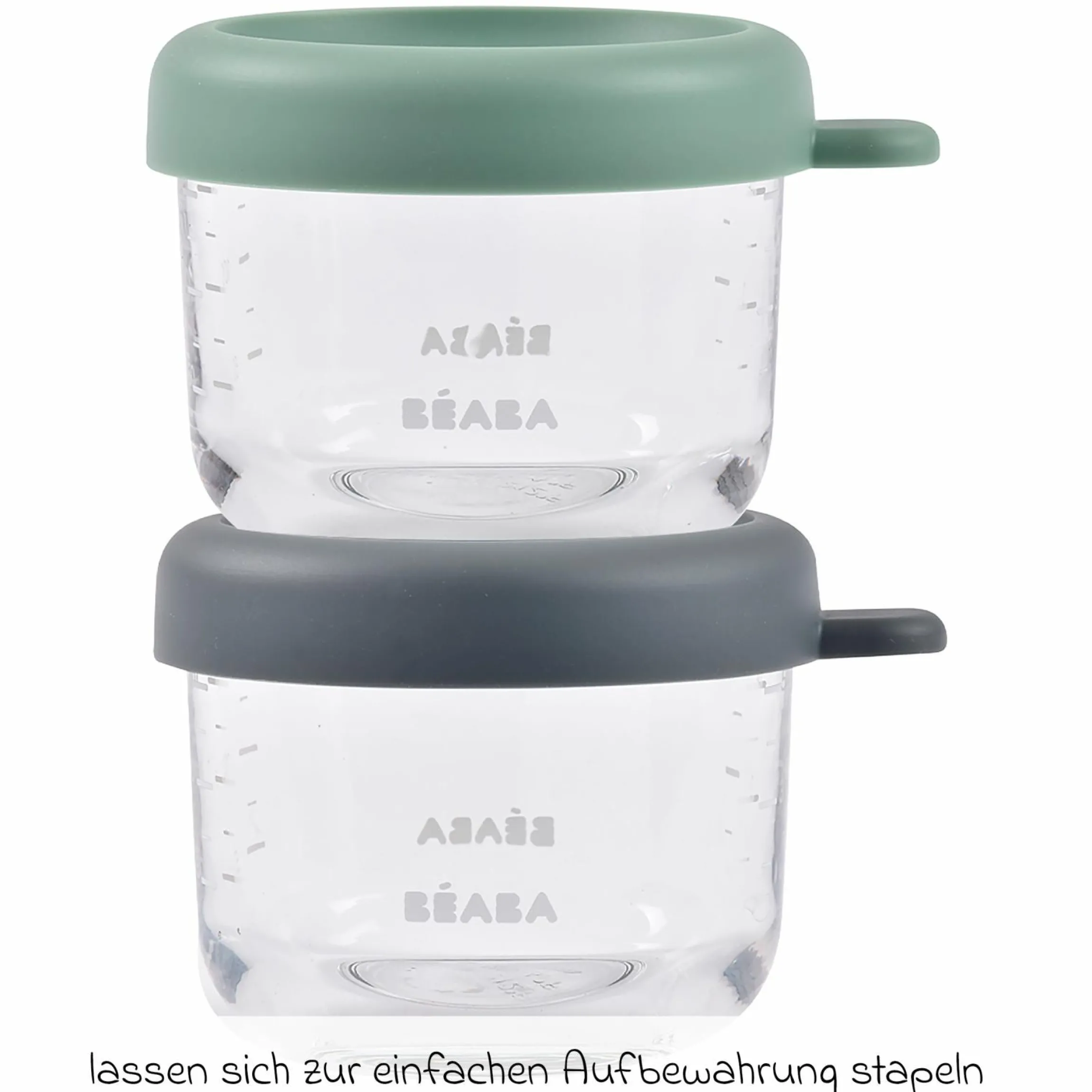 Aufbewahrungsbehälter 2er Pack aus Glas 150 ml - Mineral / Sage Green