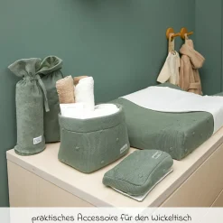 Aufbewahrungskorb / Wickeltischkörbchen 21 x 16 cm - Mini Knots - Forest Green