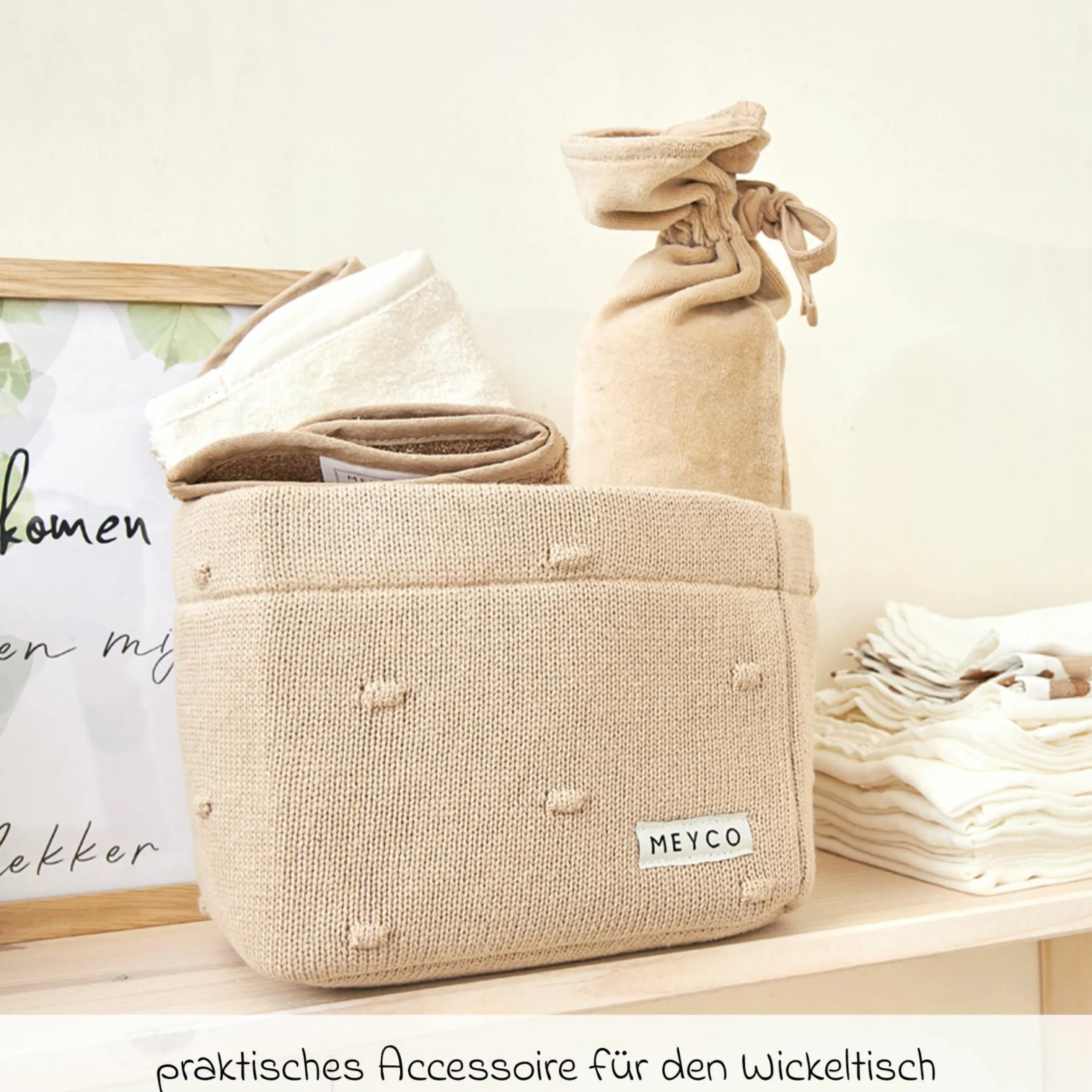 Aufbewahrungskorb / Wickeltischkörbchen 21 x 16 cm - Mini Knots - Sand