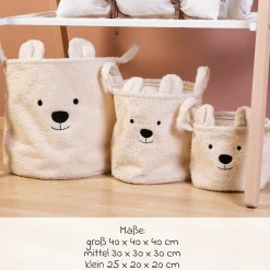 Aufbewahrungskorb 3er Set - Teddy - Offwhite