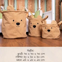 Aufbewahrungskorb 3er Set - Teddy - Braun