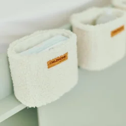 Aufbewahrungskorb 3er Set mit Haken zum Aufhängen - Teddy - Offwhite