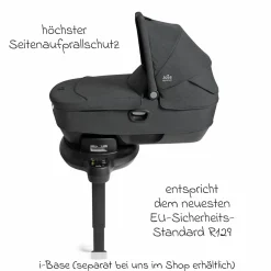 Auto-Babywanne Calmi R129 (40 cm - 75 cm) ab Geburt - 12 Monate im Auto und auf den Kinderwagen Vinca, Aeria, Finiti verwendbar inkl. Regenschutz - Signature - Ebony