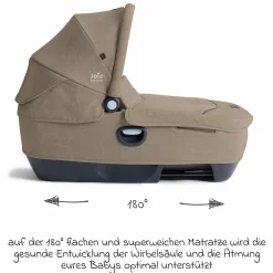 Auto-Babywanne Calmi R129 (40 cm - 75 cm) ab Geburt - 12 Monate im Auto und auf den Kinderwagen Vinca, Aeria, Finiti verwendbar inkl. Regenschutz - Signature - Sandstone