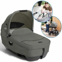 Auto-Babywanne Calmi R129 (40 cm - 75 cm) ab Geburt - 12 Monate im Auto und auf den Kinderwagen Vinca, Aeria, Finiti verwendbar inkl. Regenschutz - Signature - Evergreen