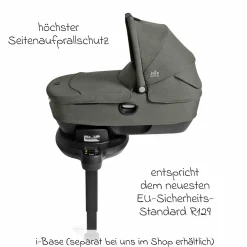 Auto-Babywanne Calmi R129 (40 cm - 75 cm) ab Geburt - 12 Monate im Auto und auf den Kinderwagen Vinca, Aeria, Finiti verwendbar inkl. Regenschutz - Signature - Evergreen
