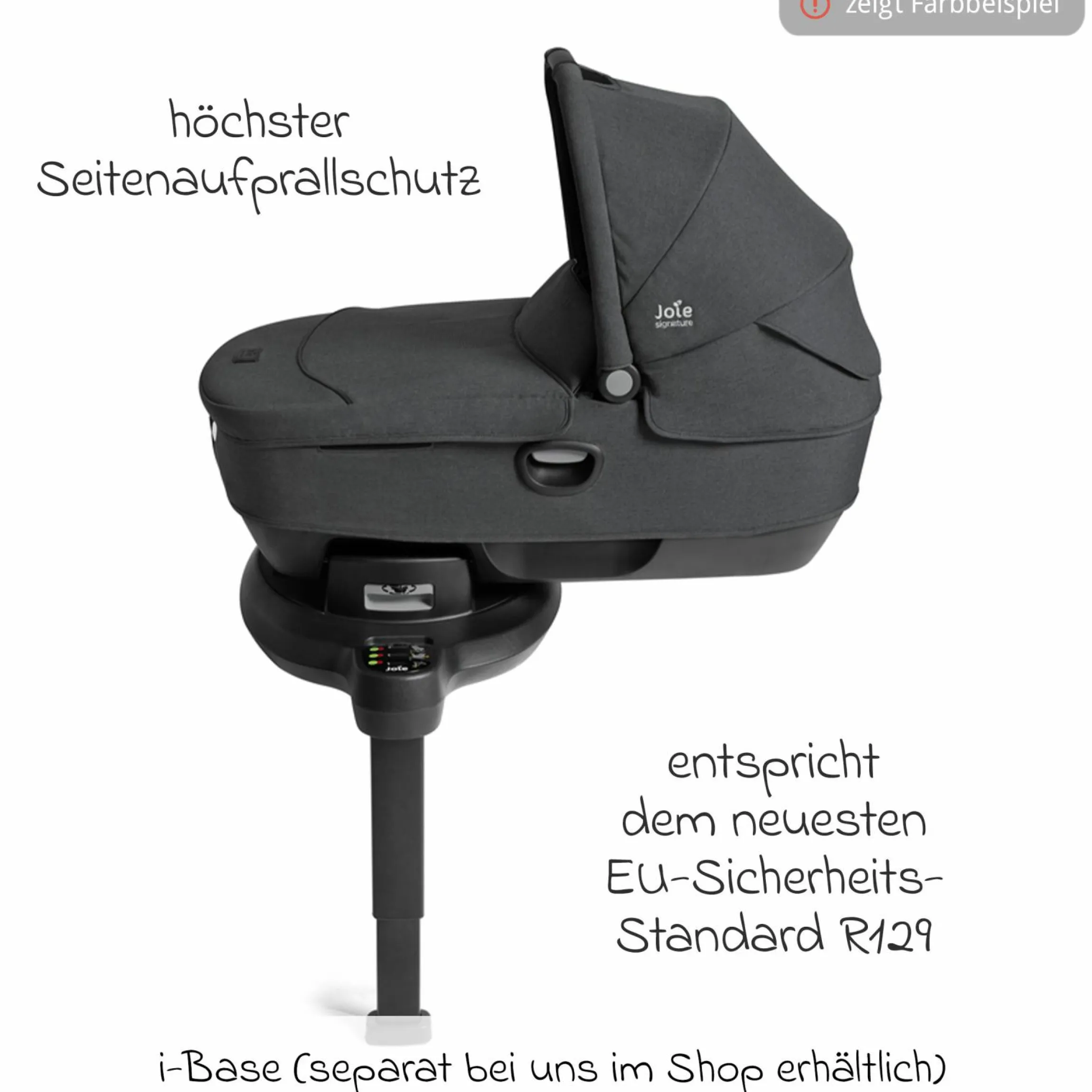 Auto-Babywanne Calmi R129 (40 cm - 75 cm) ab Geburt - 12 Monate im Auto und auf den Kinderwagen Vinca, Aeria, Finiti verwendbar inkl. Regenschutz - Signature - Eclipse