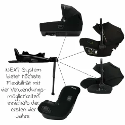 Auto-Babywanne CARI next im Auto und auf dem Kinderwagen verwendbar - Caviar - Kollektion 2025