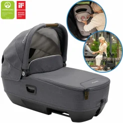Auto-Babywanne CARI next im Auto und auf dem Kinderwagen verwendbar - Granite - Kollektion 2025