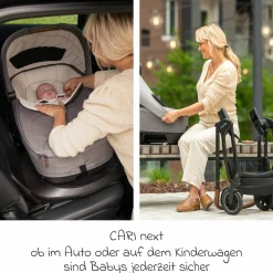 Auto-Babywanne CARI next im Auto und auf dem Kinderwagen verwendbar - Granite - Kollektion 2025