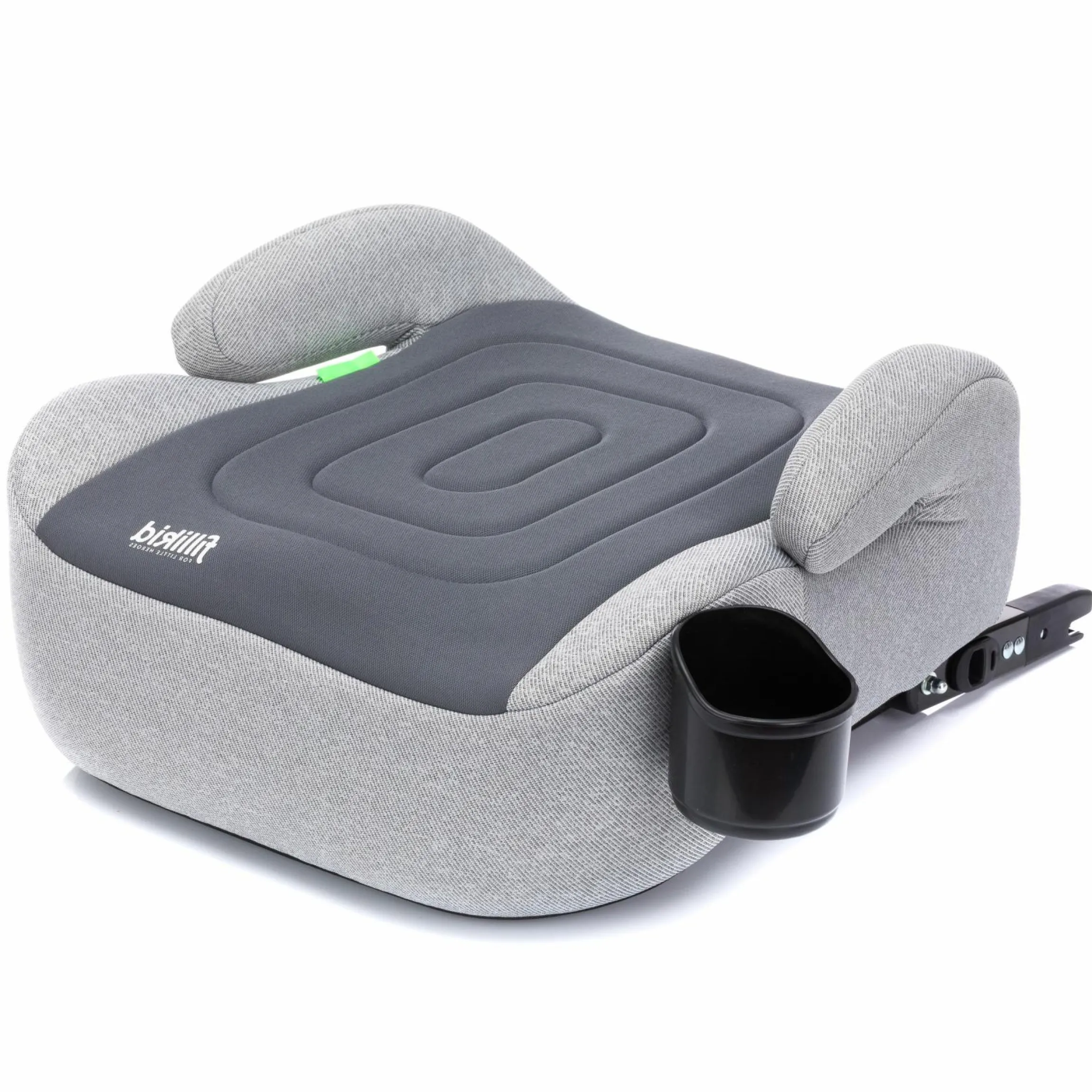 Auto-Kindersitzerhöhung Booster i-Size ab 7 Jahre - 12 Jahre (125 cm - 150 cm) mit einklappbarer Isofix-Halterung & Getränkehalter - Dunkelgrau Grau