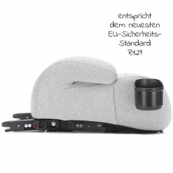 Auto-Kindersitzerhöhung Booster i-Size ab 7 Jahre - 12 Jahre (125 cm - 150 cm) mit einklappbarer Isofix-Halterung & Getränkehalter - Dunkelgrau Grau