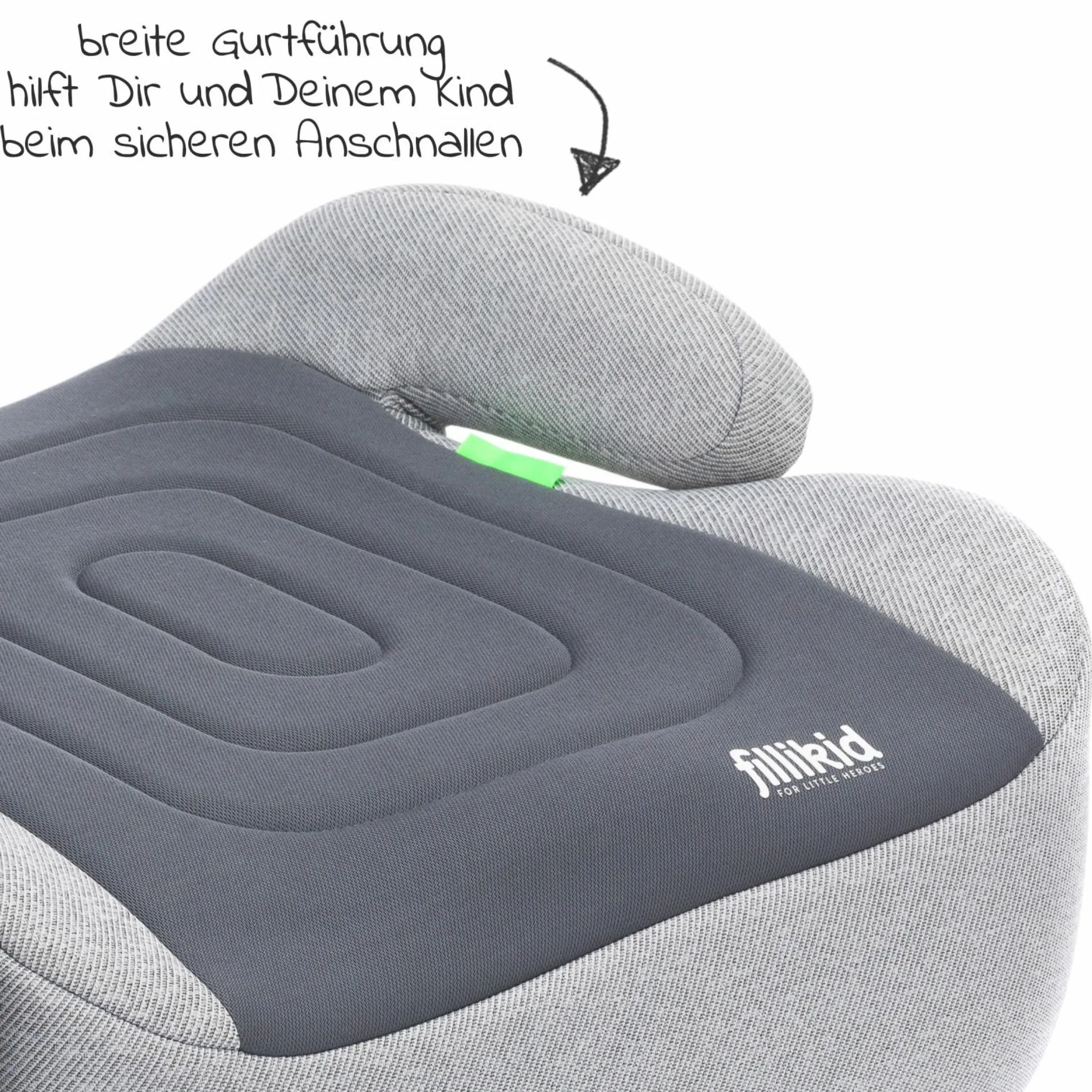 Auto-Kindersitzerhöhung Booster i-Size ab 7 Jahre - 12 Jahre (125 cm - 150 cm) mit einklappbarer Isofix-Halterung & Getränkehalter - Dunkelgrau Grau