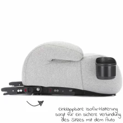 Auto-Kindersitzerhöhung Booster i-Size ab 7 Jahre - 12 Jahre (125 cm - 150 cm) mit einklappbarer Isofix-Halterung & Getränkehalter - Dunkelgrau Grau