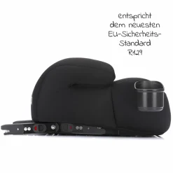Auto-Kindersitzerhöhung Booster i-Size ab 7 Jahre - 12 Jahre (125 cm - 150 cm) mit einklappbarer Isofix-Halterung & Getränkehalter - Schwarz