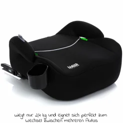 Auto-Kindersitzerhöhung Booster i-Size ab 7 Jahre - 12 Jahre (125 cm - 150 cm) mit einklappbarer Isofix-Halterung & Getränkehalter - Schwarz