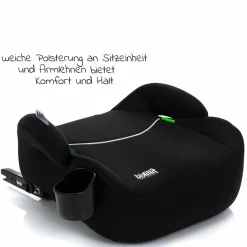 Auto-Kindersitzerhöhung Booster i-Size ab 7 Jahre - 12 Jahre (125 cm - 150 cm) mit einklappbarer Isofix-Halterung & Getränkehalter - Schwarz