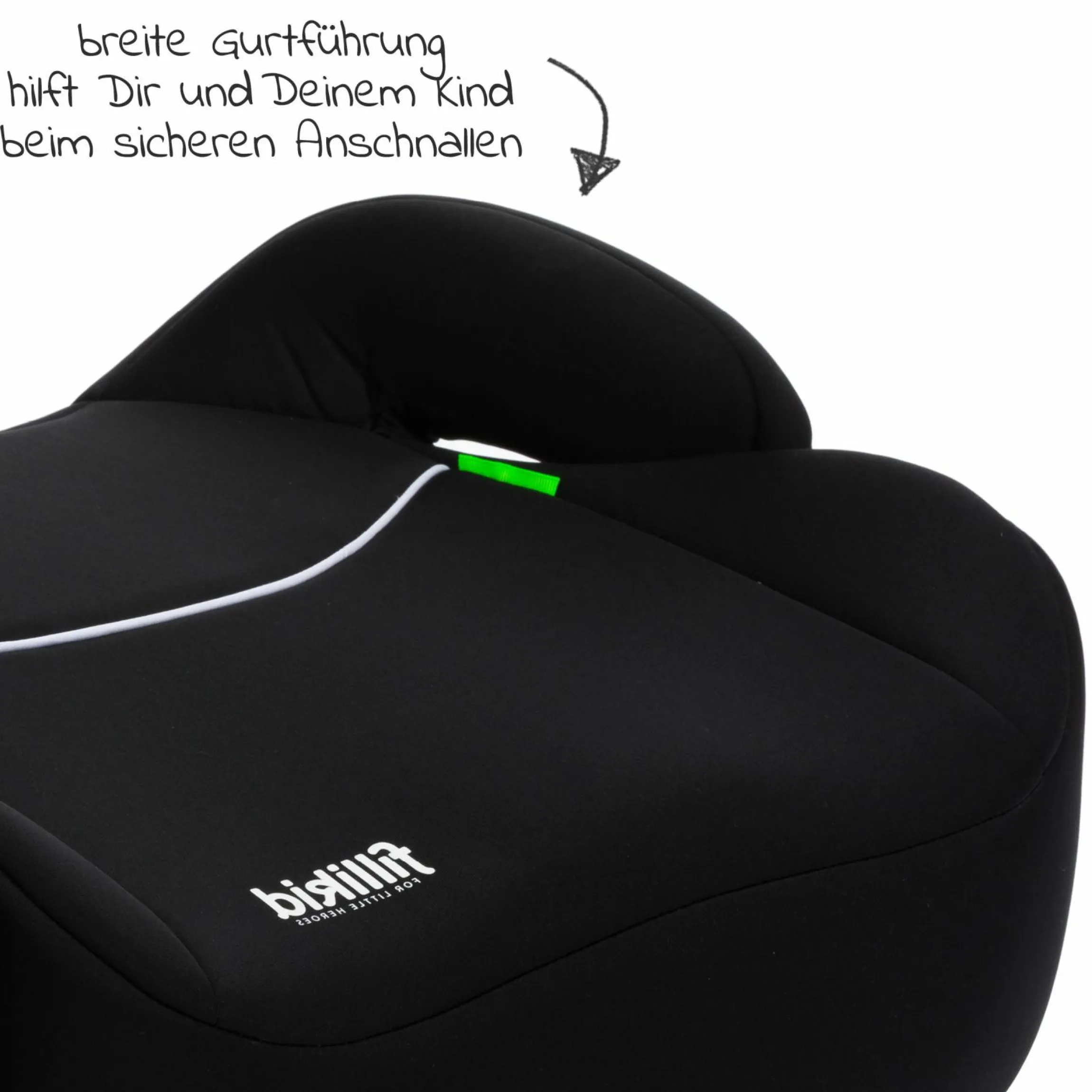 Auto-Kindersitzerhöhung Booster i-Size ab 7 Jahre - 12 Jahre (125 cm - 150 cm) mit einklappbarer Isofix-Halterung & Getränkehalter - Schwarz