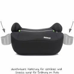 Auto-Kindersitzerhöhung Booster i-Size ab 7 Jahre - 12 Jahre (125 cm - 150 cm) mit einklappbarer Isofix-Halterung & Getränkehalter - Schwarz