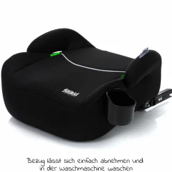 Auto-Kindersitzerhöhung Booster i-Size ab 7 Jahre - 12 Jahre (125 cm - 150 cm) mit einklappbarer Isofix-Halterung & Getränkehalter - Schwarz