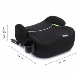 Auto-Kindersitzerhöhung Booster i-Size ab 7 Jahre - 12 Jahre (125 cm - 150 cm) mit einklappbarer Isofix-Halterung & Getränkehalter - Schwarz