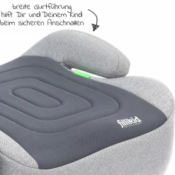 Auto-Kindersitzerhöhung Booster i-Size ab 7 Jahre - 12 Jahre (125 cm - 150 cm) mit einklappbarer Isofix-Halterung & Getränkehalter inkl. Gurtpolster - Dunkelgrau Grau