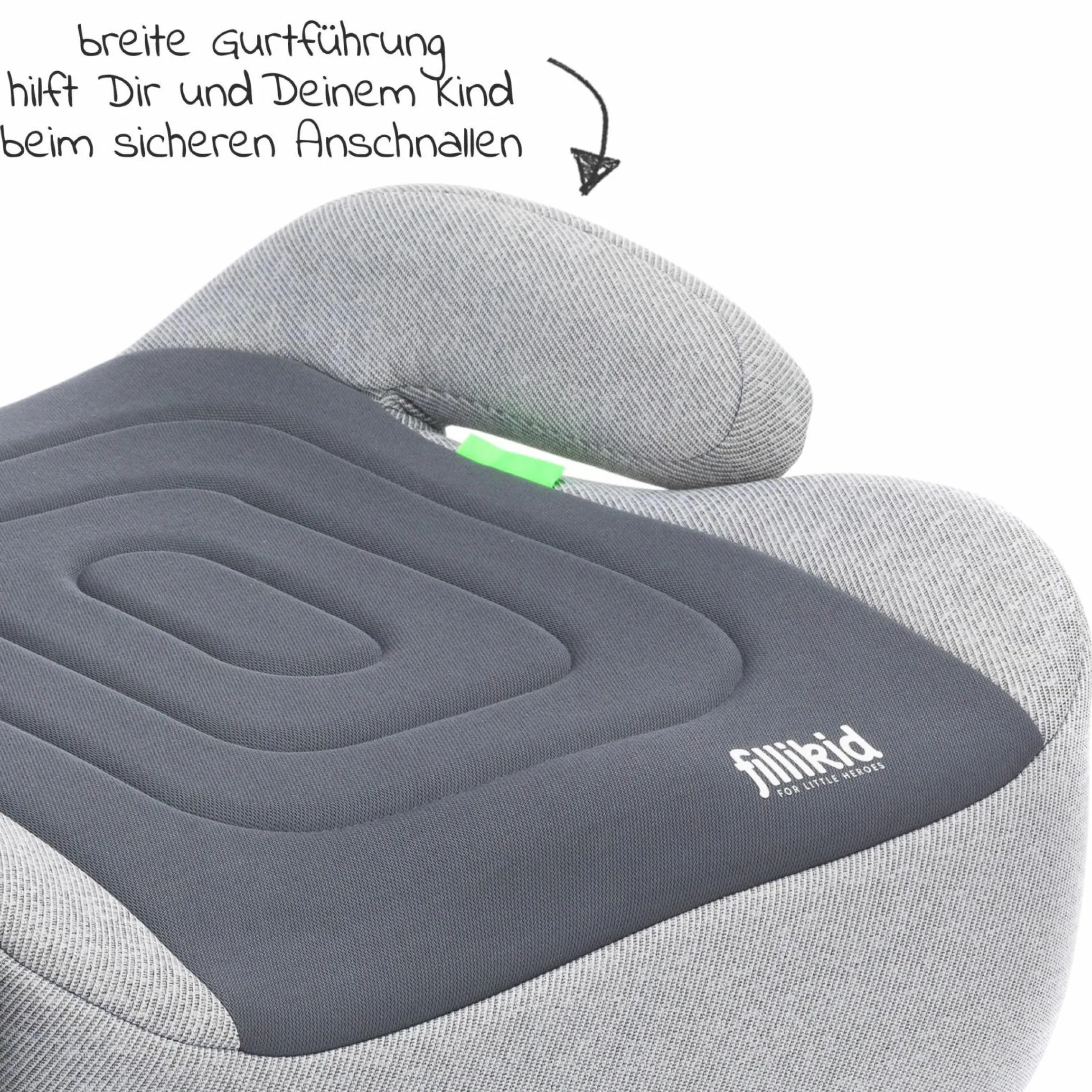 Auto-Kindersitzerhöhung Booster i-Size ab 7 Jahre - 12 Jahre (125 cm - 150 cm) mit einklappbarer Isofix-Halterung & Getränkehalter inkl. Gurtpolster - Dunkelgrau Grau