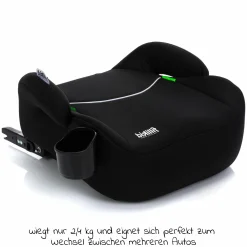 Auto-Kindersitzerhöhung Booster i-Size ab 7 Jahre - 12 Jahre (125 cm - 150 cm) mit einklappbarer Isofix-Halterung & Getränkehalter inkl. Gurtpolster - Schwarz