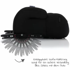 Auto-Kindersitzerhöhung Booster i-Size ab 7 Jahre - 12 Jahre (125 cm - 150 cm) mit einklappbarer Isofix-Halterung & Getränkehalter inkl. Gurtpolster - Schwarz