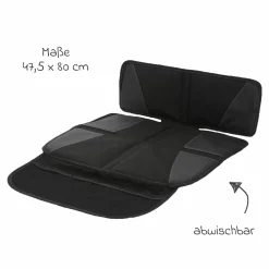 Autositz-Schutzunterlage / Polsterschutz schützt den Autositz vor Druckstellen und Verschmutzung mit 2 Taschen - Schwarz