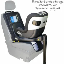 Autositz-Schutzunterlage für Reboarder mit IPad-Tasche - Schwarz